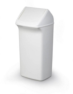 Durable DURABIN Contemporary White Square Recycling Bin + White Swing Lid - 40L