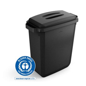 Durable DURABIN ECO Recycled Black Rectangular Recycling Bin + Black Lid - 60L