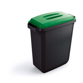 Durable DURABIN ECO Recycled Black Rectangular Recycling Bin + Green Lid - 60L