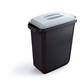 Durable DURABIN ECO Recycled Black Rectangular Recycling Bin + Grey Lid - 60L