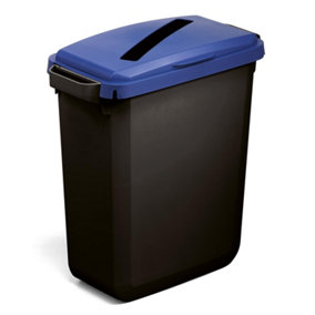 Durable DURABIN ECO Recycled Black Recycling Bin + Blue Hinged Slot Lid - 60L
