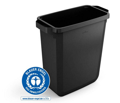 Durable DURABIN ECO Recycled Black Recycling Bin + Green Hinged Lid - 60L