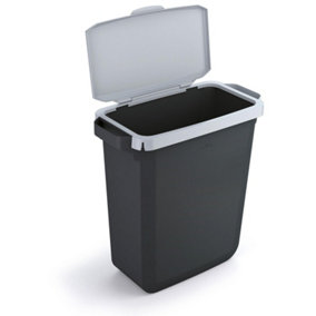 Durable DURABIN ECO Recycled Black Recycling Bin + Grey Hinged Lid - 60L