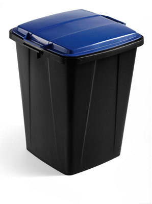 Durable DURABIN ECO Strong Square Black Recycling Bin + Blue Lid - 90L