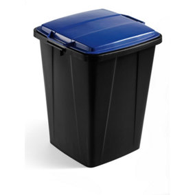 Durable DURABIN ECO Strong Square Black Recycling Bin + Blue Lid - 90L