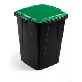 Durable DURABIN ECO Strong Square Black Recycling Bin + Green Lid - 90L