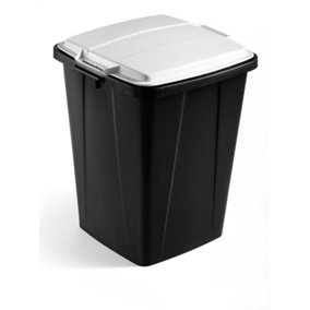 Durable DURABIN ECO Strong Square Black Recycling Bin + Grey Lid - 90L