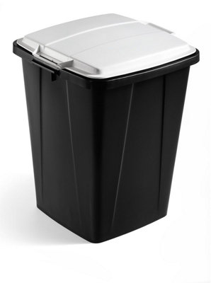 Durable DURABIN ECO Strong Square Black Recycling Bin + Grey Lid - 90L