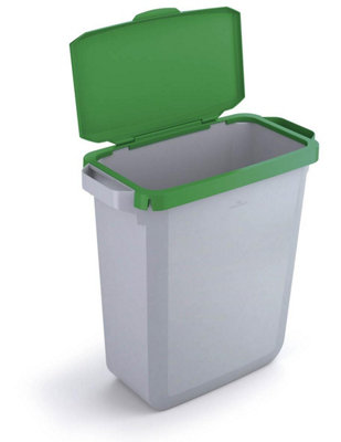 Durable DURABIN Grey Rectangular Recycling Bin + Green Hinged Lid - 60L