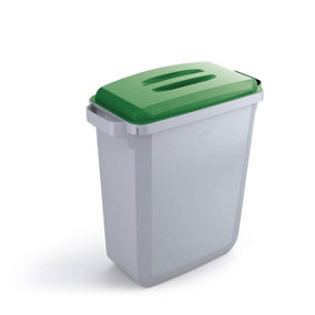 Durable DURABIN Grey Rectangular Recycling Bin + Green Lid - Food Safe - 60L