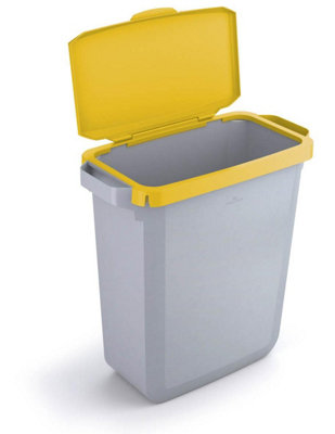 Durable DURABIN Grey Rectangular Recycling Bin + Yellow Hinged Lid - 60L