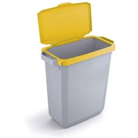 Durable DURABIN Grey Rectangular Recycling Bin + Yellow Hinged Lid - 60L