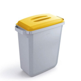 Durable DURABIN Grey Rectangular Recycling Bin + Yellow Lid - Food Safe - 60L