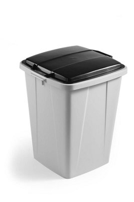 Durable DURABIN Grey Square Recycling Bin + Black Lid - Food Safe - 90L