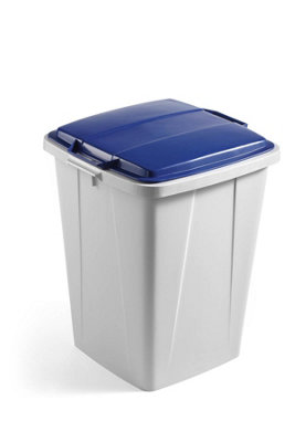 Durable DURABIN Grey Square Recycling Bin + Blue Lid Food Safe 90L