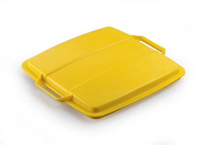 Durable DURABIN Grey Square Recycling Bin + Yellow Lid - Food Safe - 90L