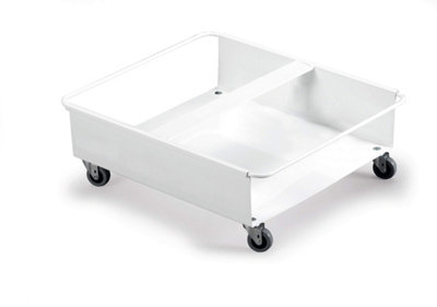 Durable DURABIN Rectangular 2X 60L Robust Steel Wheel Bin Trolley - White