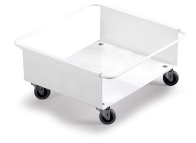 Durable DURABIN Square 90L Robust Steel Wheel Bin Trolley - White