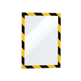 Durable DURAFRAME Adhesive Magnetic Hazard Frame - 2 Pack - A4 Black & Yellow