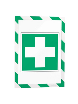 Durable DURAFRAME Magnetic Signage Hazard Frame - 5 Pack - A4 Green & White