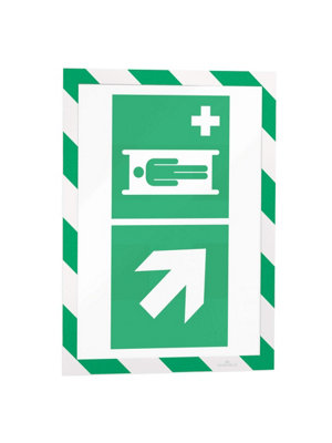 Durable DURAFRAME Magnetic Signage Hazard Frame - 5 Pack - A4 Green & White