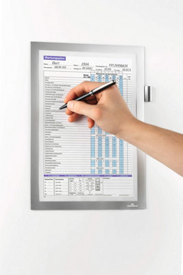 Durable DURAFRAME NOTE Magnetic Document Frame for Metal - A4 Silver
