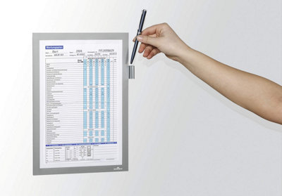 Durable DURAFRAME NOTE Magnetic Document Frame for Metal - A4 Silver