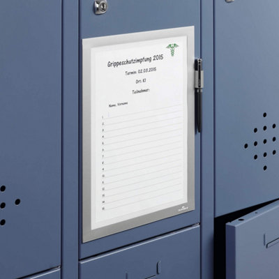 Durable DURAFRAME NOTE Magnetic Document Frame for Metal - A4 Silver