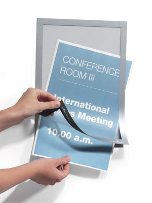 Durable DURAFRAME Self Adhesive Magnetic Signage Frame - 10 Pack - A4 Silver