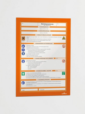 Durable DURAFRAME Self Adhesive Magnetic Signage Frame - 2 Pack - A4 Orange
