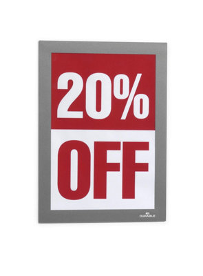 Durable DURAFRAME Self Adhesive Magnetic Signage Frame - 2 Pack - A5 Silver