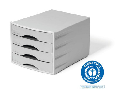 Durable ECO Recycled Plastic Desktop File Organiser 4 Drawer Box - A4+ Grey