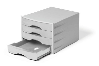 Durable ECO Recycled Plastic Desktop File Organiser 4 Drawer Box - A4+ Grey