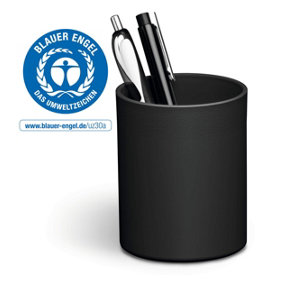 Durable ECO Recycled Plastic Pen Pot Pencil Holder Desk Tidy Organizer - Black