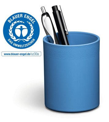 Durable ECO Recycled Plastic Pen Pot Pencil Holder Desk Tidy Organizer - Blue