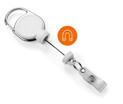 Durable Extra Strong Retractable Clip Badge Reels for ID & Keys - White