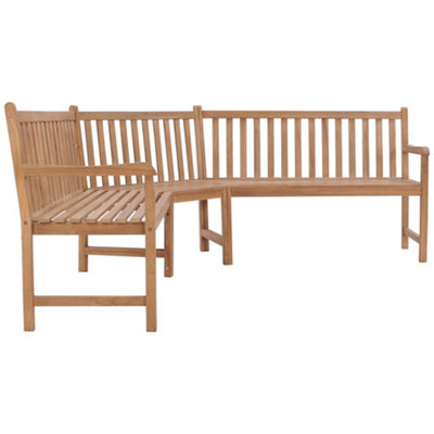 Durable Garden Corner Bench 185x185x90 cm Solid Teak Wood