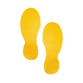 Durable Heavy Duty Adhesive Floor Marking Foot Shape - 5 Pairs - Yellow