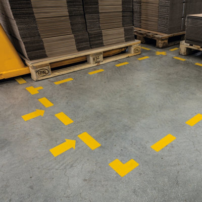 Durable Heavy Duty Adhesive Floor Marking L Shape Corner - 10 Pack - Yellow