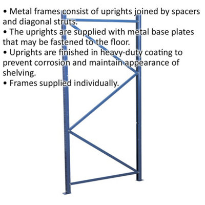 Durable Heavy Duty Metal Warehouse Racking Frame - 2000mm x 1000mm with ...