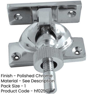 Durable Heavy Fasteners 57x22mm in Polished Chrome Finish - Window Fastener