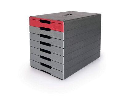 Durable IDEALBOX ECO 7 Drawer Recycled Plastic File Storage Organiser - Red