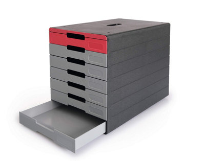 Durable IDEALBOX ECO 7 Drawer Recycled Plastic File Storage Organiser - Red