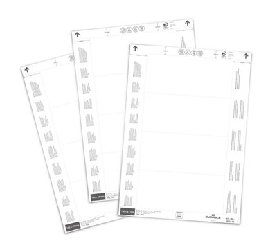 DURABLE INSERT LABELS 150 X 67 MM FOR TICKET HOLDERS, 80 LABELS ON A4 ...