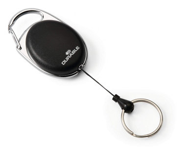 Durable LED Secure Retractable Clip Badge Reel for ID and Keys - Black
