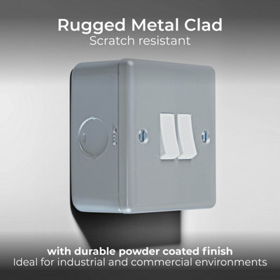 Durable Masterplug Metal Clad 2-Way 2-Gang Light Switch for Industrial Use