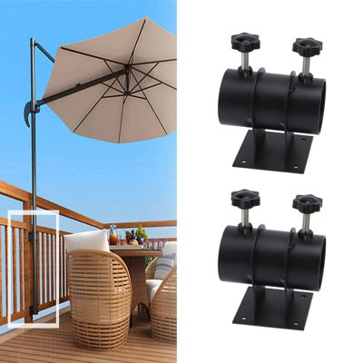 Durable Metal Patio Umbrella Holder for Deck Railings-Outdoor Umbrella Mounting Bracket