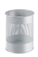Durable Metal Waste Bin 15 litre with Perforated Ring in Grey