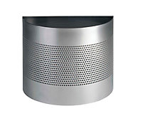Durable Metal Waste Bin Semi Circle 20 Litre with Perforated Ring in Silver