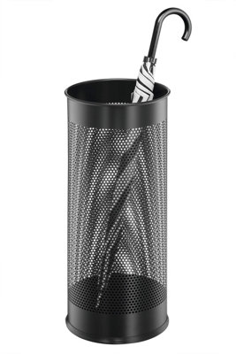 Durable Modern Perforated Metal Umbrella Stand - 29 Litre Black